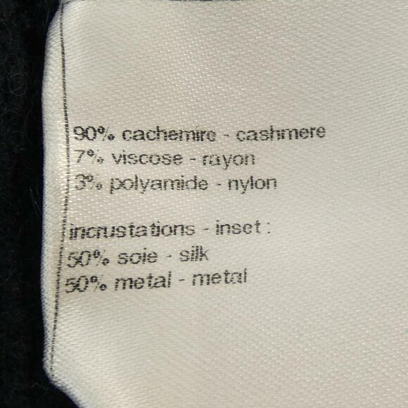 Authentic CHANEL Cashmere Logo Embroidered Preppy Cable Knit Jumper Pullover Top - Picture 8 of 9